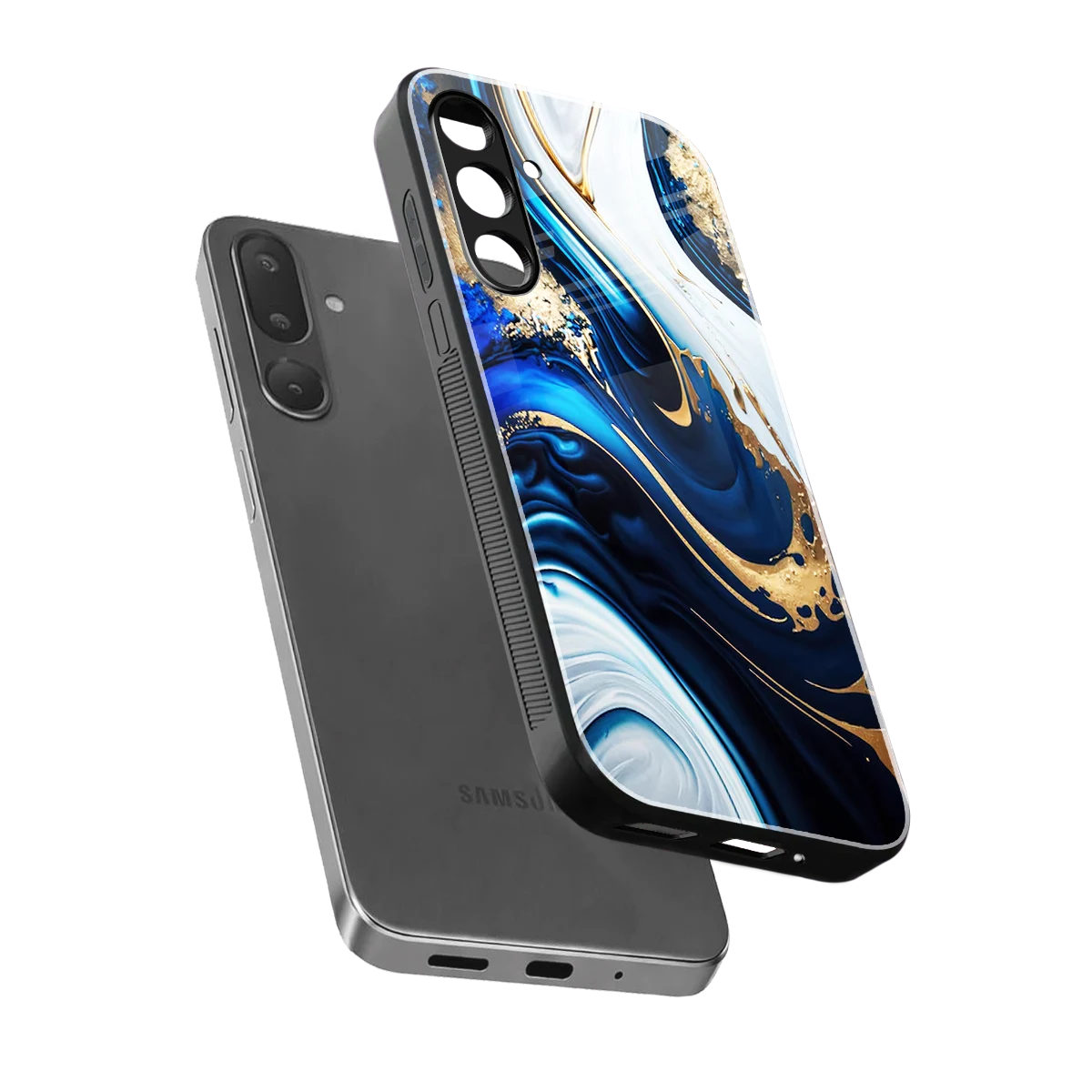 Arctic Flow sleek samsung galaxy m36 5g cover with tempered glass back and TPU edges