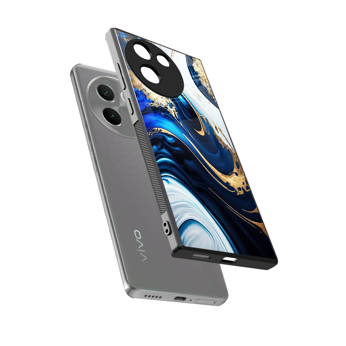 Arctic Flow sleek vivo v30e cover with tempered glass back and TPU edges