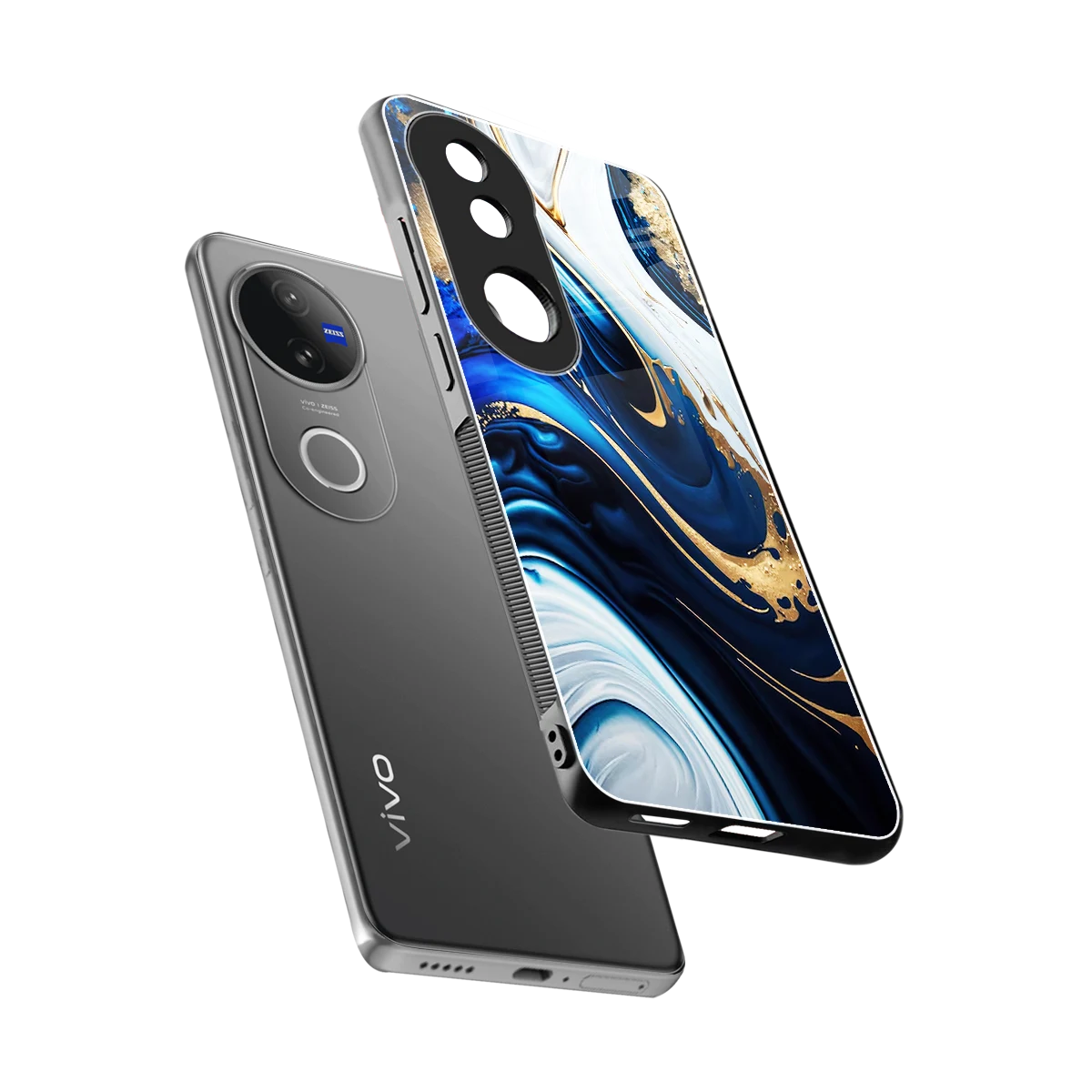 Arctic Flow sleek vivo v50 cover with tempered glass back and TPU edges