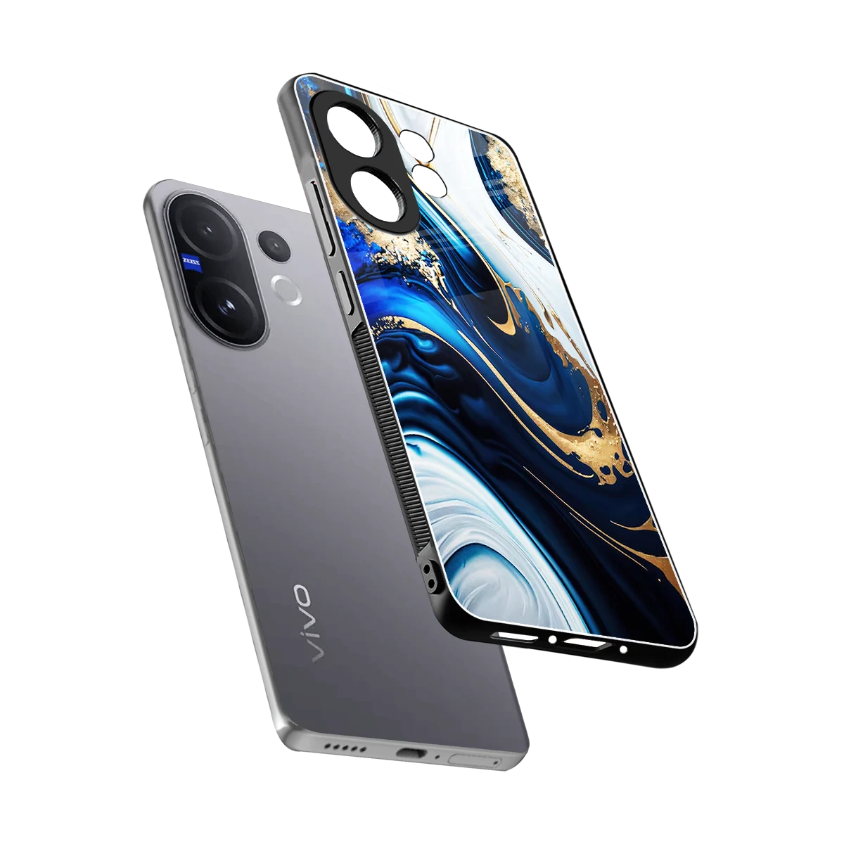 Arctic Flow sleek vivo v60 cover with tempered glass back and TPU edges