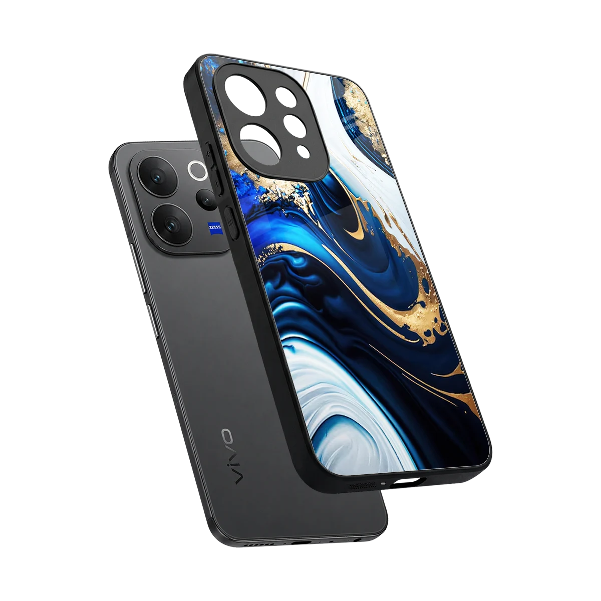 Arctic Flow sleek vivo v70 elite cover with tempered glass back and TPU edges