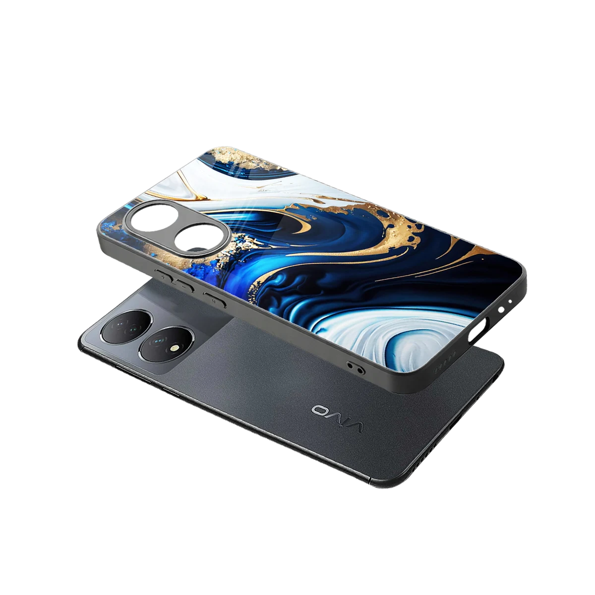Arctic Flow sleek Vivo-y100 cover with tempered glass back and TPU edges