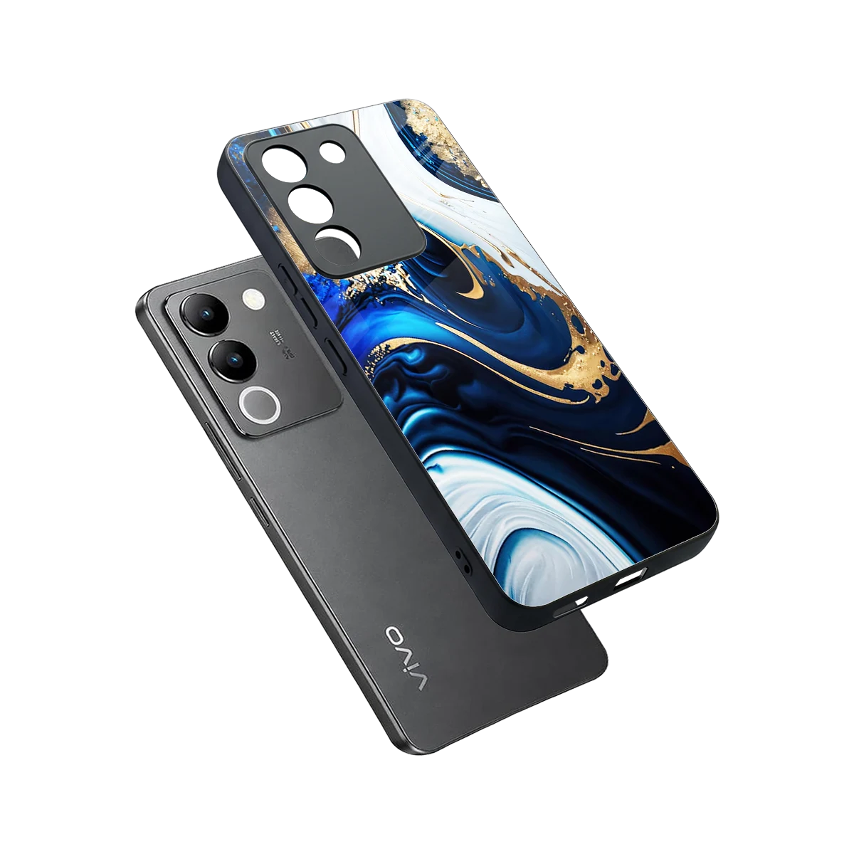Arctic Flow sleek vivo y200 5g cover with tempered glass back and TPU edges
