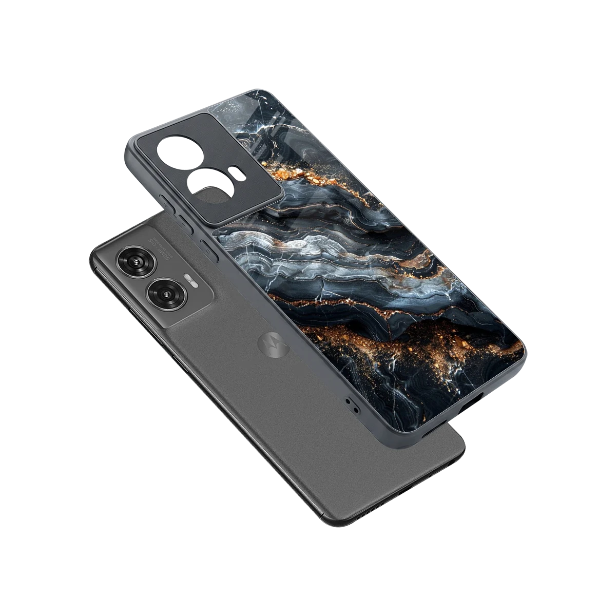 Arctic Stone sleek motorola edge 50 fusion cover with tempered glass back and TPU edges