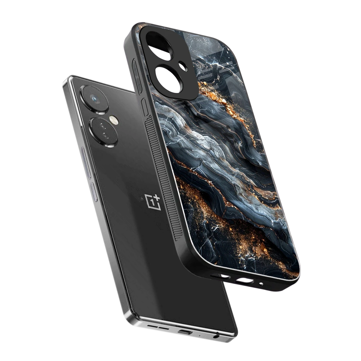 Arctic Stone sleek oneplus nord ce 3 cover with tempered glass back and TPU edges