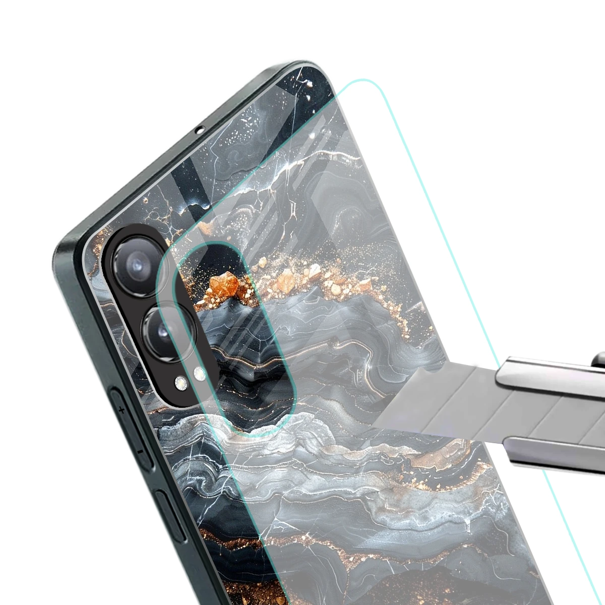 Arctic Stone stylish phone case for oneplus nord ce 4 lite | glossy glass and slim fit