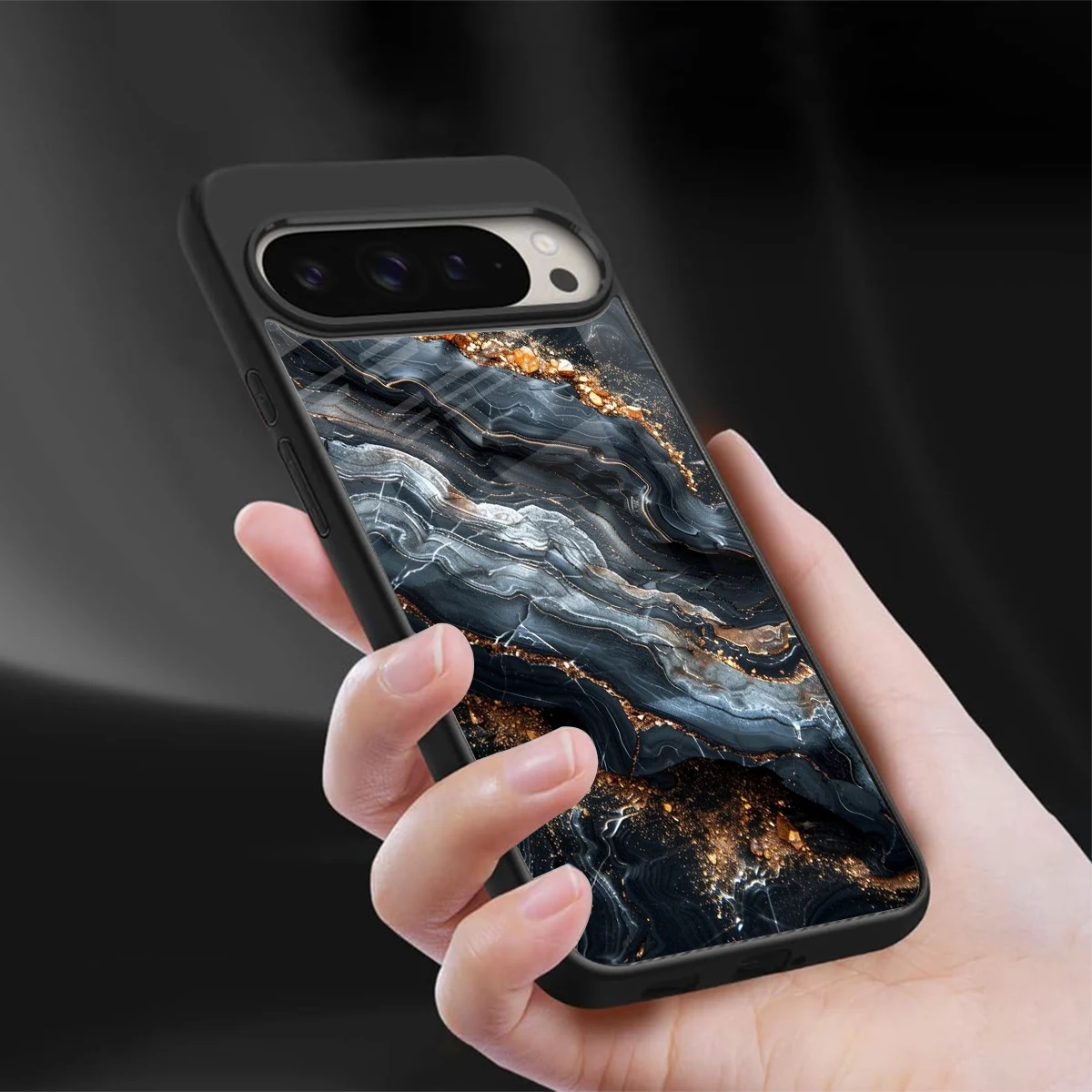 Arctic Stone sleek google pixel 9 pro cover with tempered glass back and TPU edges