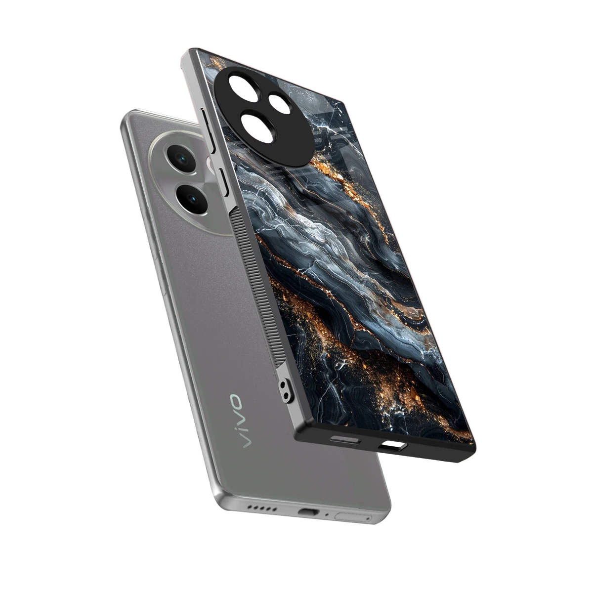 Arctic Stone sleek vivo v30e cover with tempered glass back and TPU edges