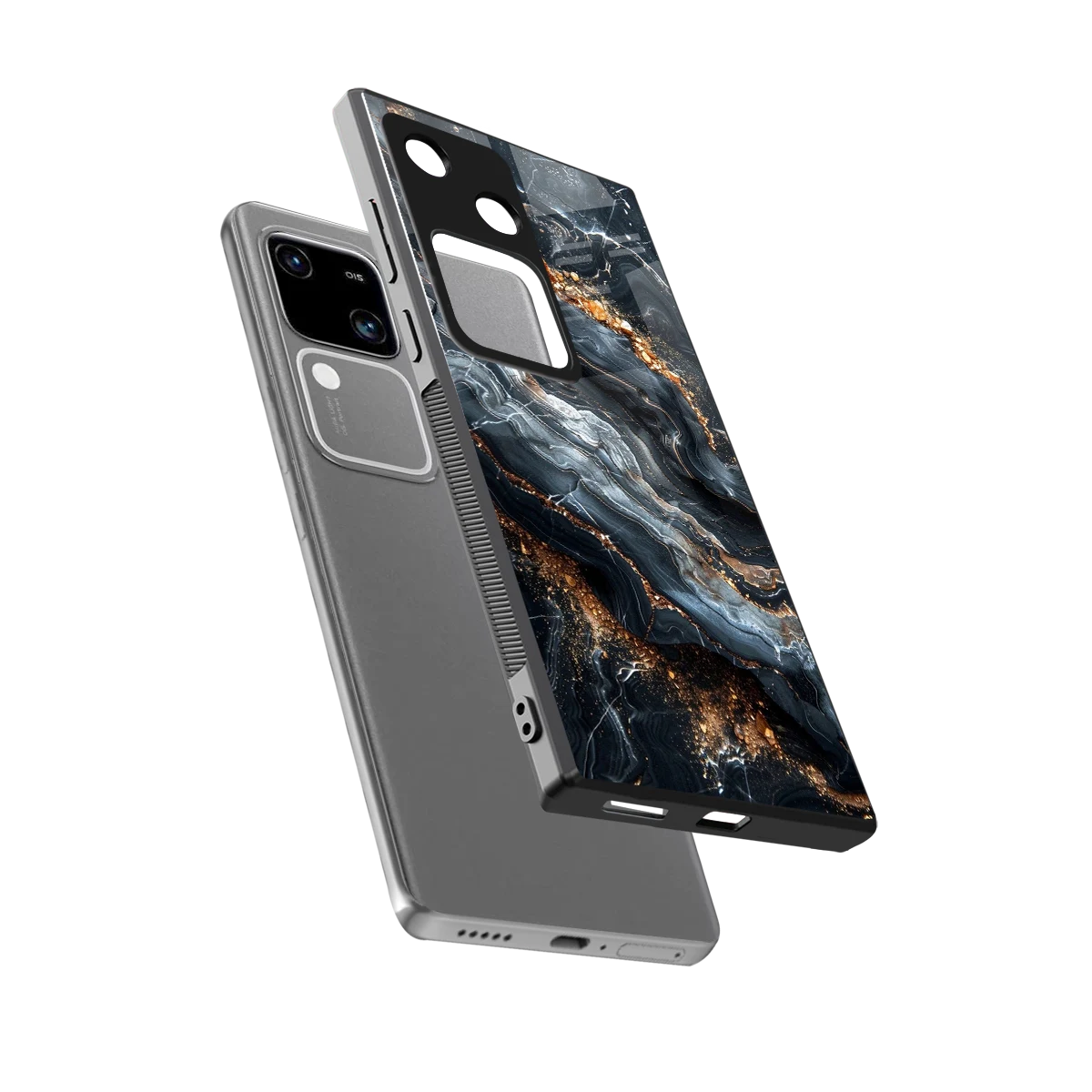 Arctic Stone sleek vivo v30 cover with tempered glass back and TPU edges