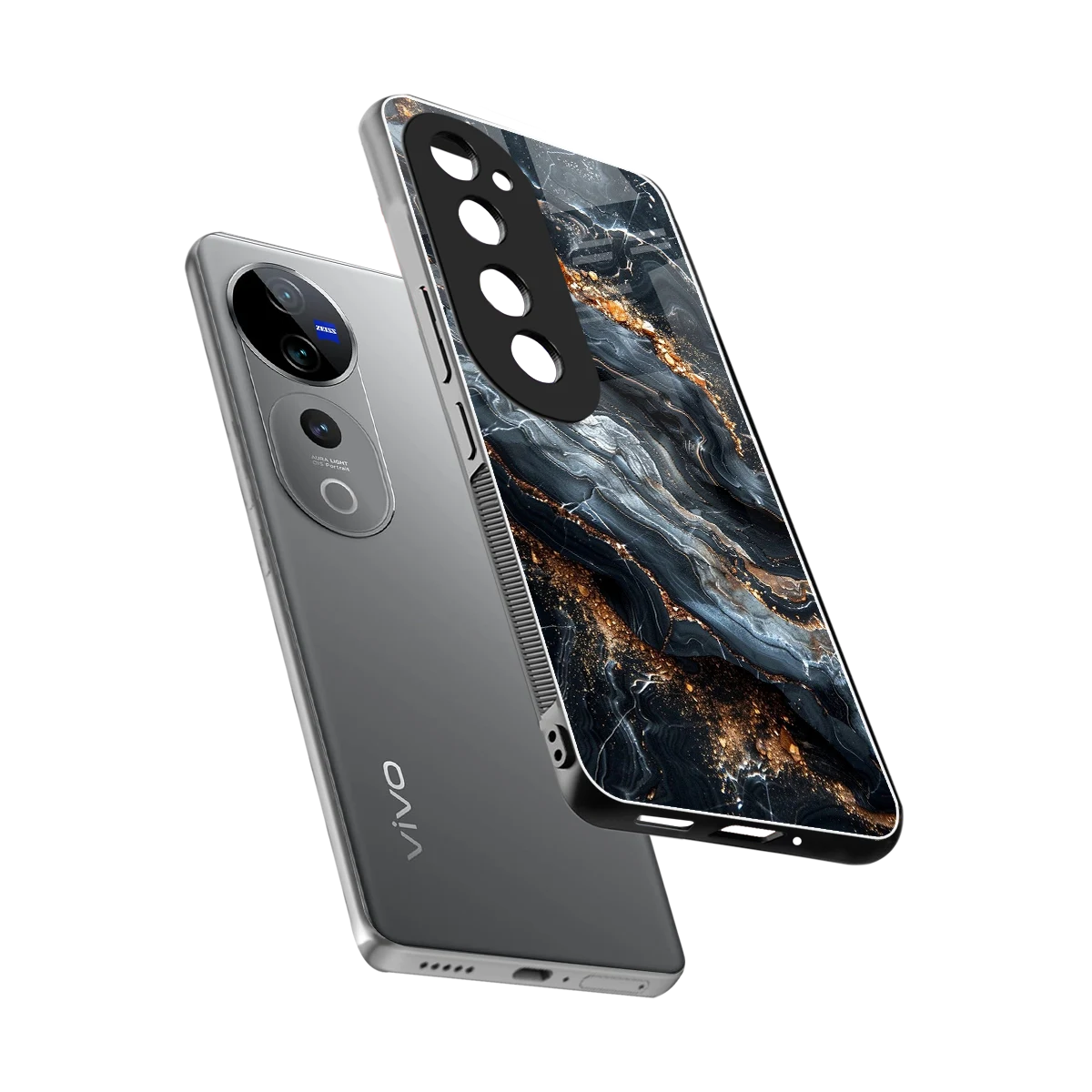 Arctic Stone sleek vivo v40 pro cover with tempered glass back and TPU edges