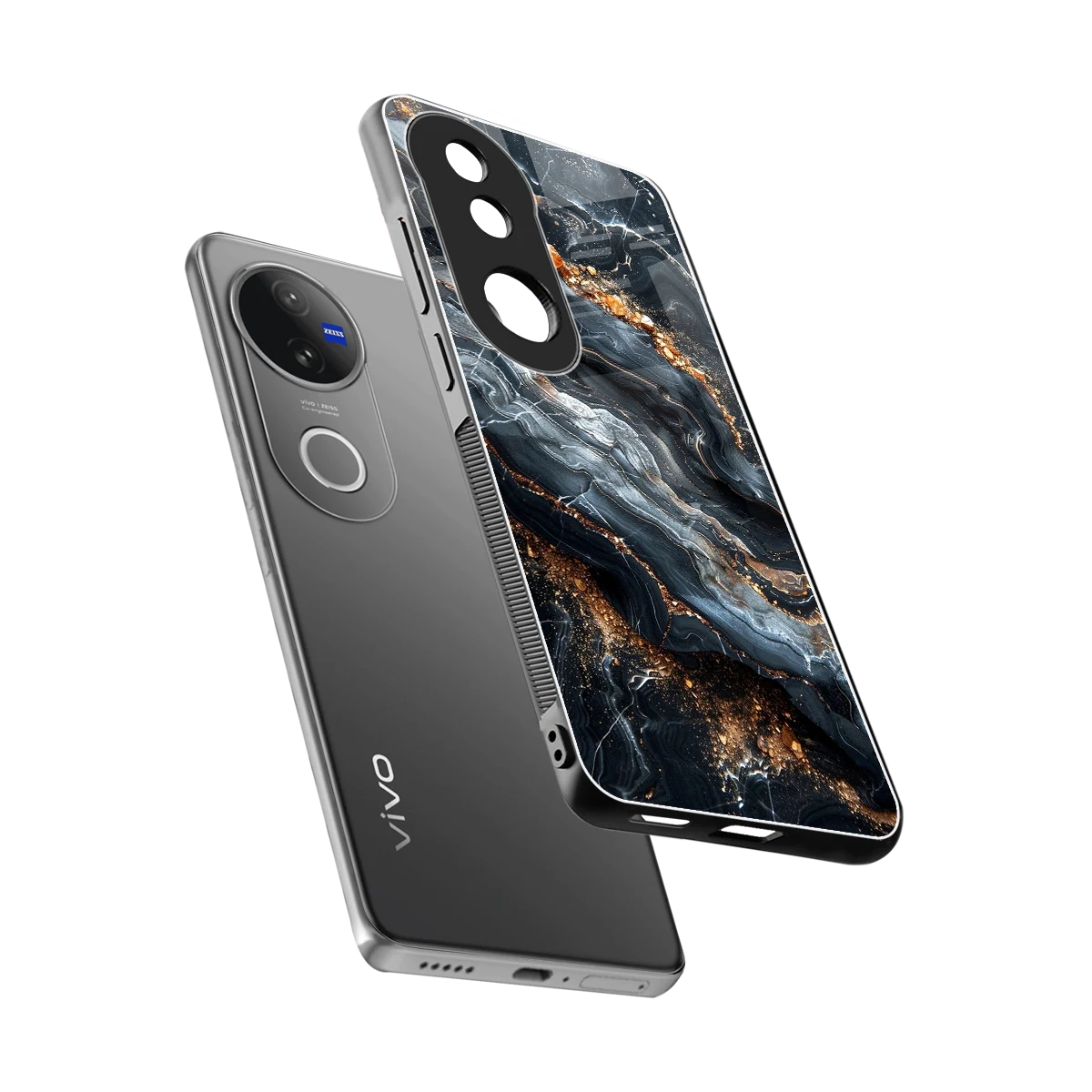 Arctic Stone sleek vivo v50 cover with tempered glass back and TPU edges