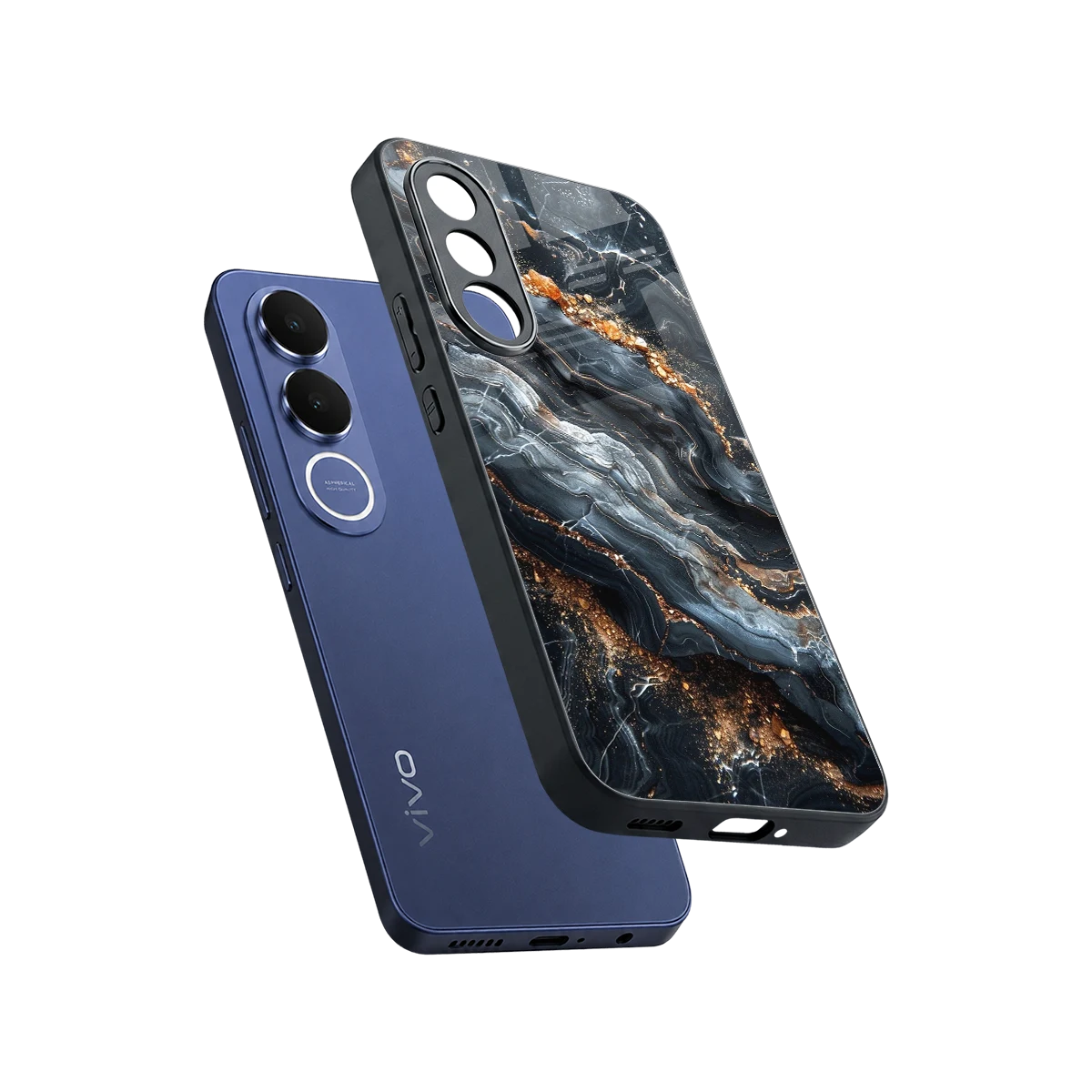 Arctic Stone sleek vivo v70 fe cover with tempered glass back and TPU edges