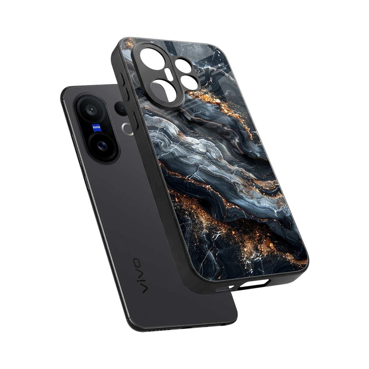 Arctic Stone sleek vivo x200 fe cover with tempered glass back and TPU edges