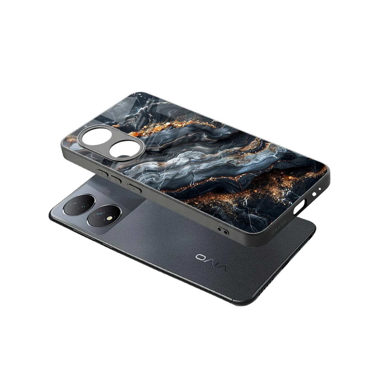 Arctic Stone sleek Vivo-y100 cover with tempered glass back and TPU edges