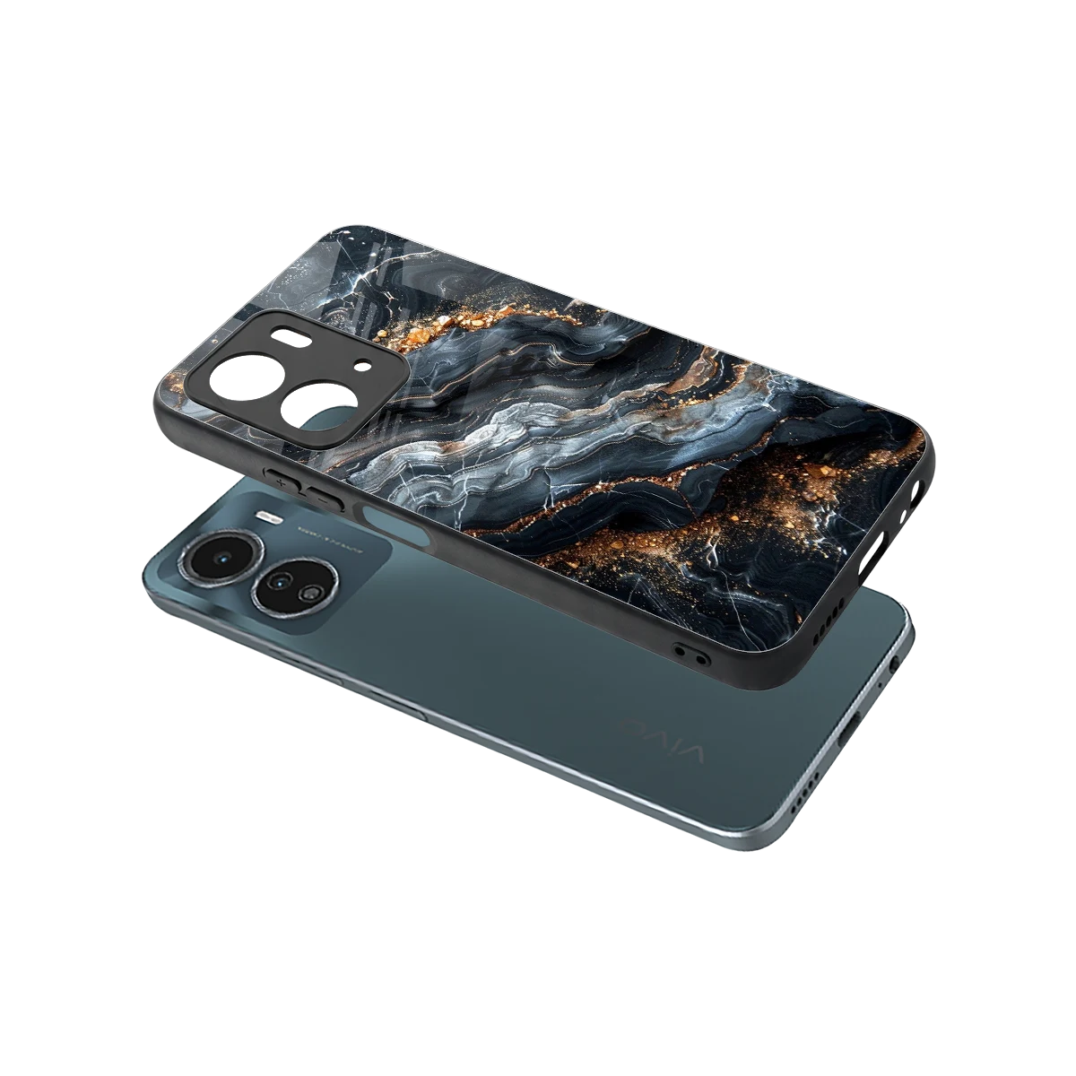 Arctic Stone sleek vivo y16 cover with tempered glass back and TPU edges