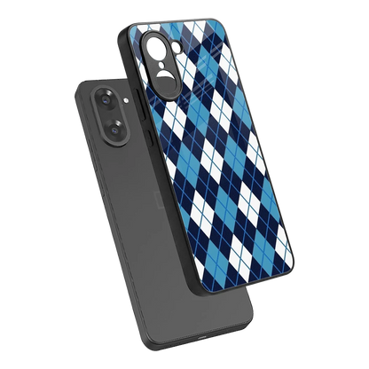 Argyle Blue sleek oneplus nord ce5 5g cover with tempered glass back and TPU edges