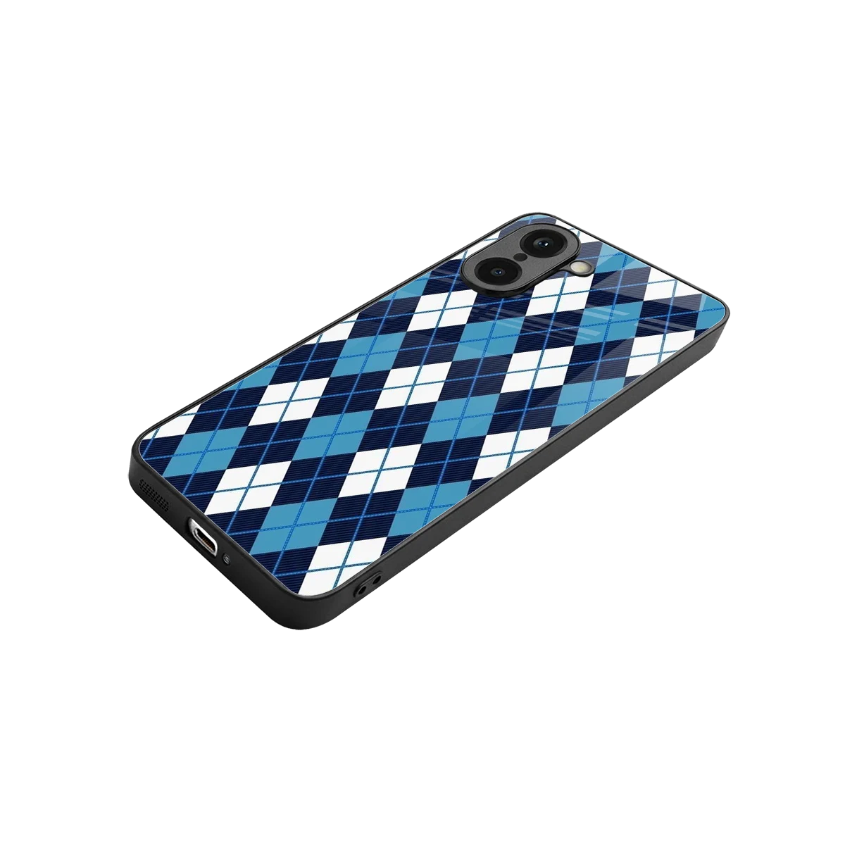 Argyle Blue stylish phone case for oneplus nord ce5 5g | glossy glass and slim fit