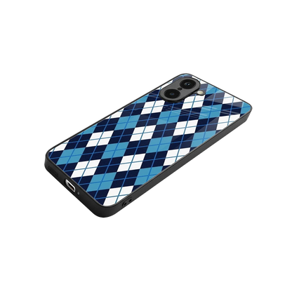 Argyle Blue stylish phone case for oneplus nord ce5 5g | glossy glass and slim fit