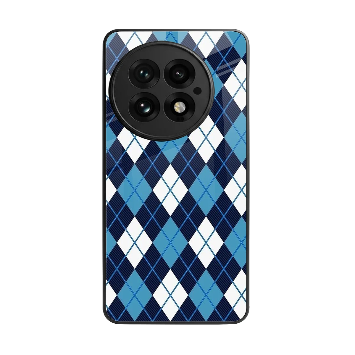 Argyle Blue back phone cover | glass case for oneplus 13