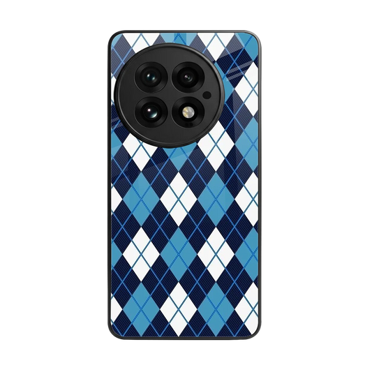 Argyle Blue back phone cover | glass case for oneplus 13