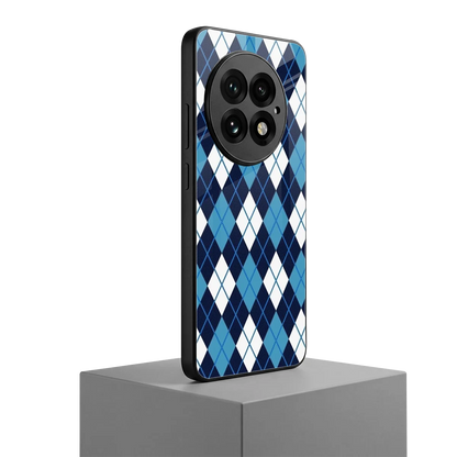 Argyle Blue oneplus 13 mobile cover | shockproof glass phone case