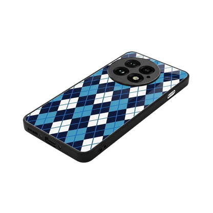 Argyle Blue stylish phone case for oneplus 13 | glossy glass and slim fit