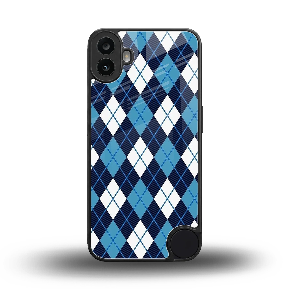 Argyle Blue back phone cover | glass case for cmf nothing phone 1