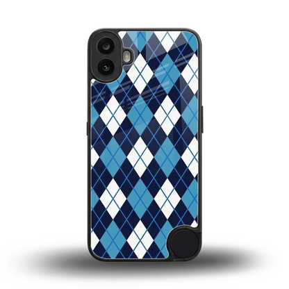 Argyle Blue back phone cover | glass case for cmf nothing phone 1