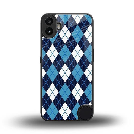 Argyle Blue back phone cover | glass case for cmf nothing phone 1