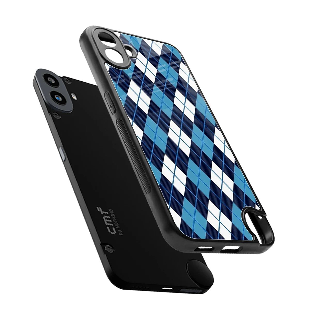 Argyle Blue sleek cmf nothing phone 1 cover with tempered glass back and TPU edges