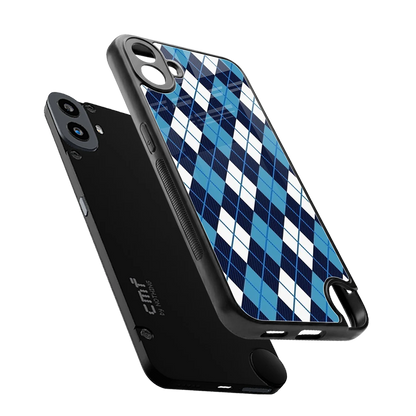 Argyle Blue sleek cmf nothing phone 1 cover with tempered glass back and TPU edges