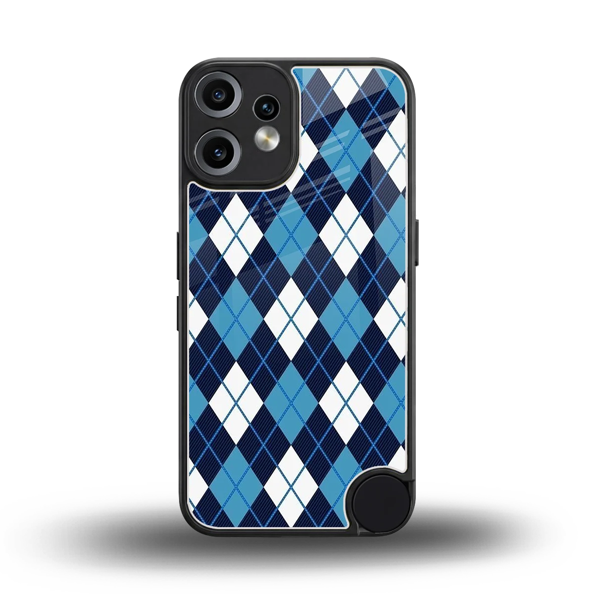Argyle Blue back phone cover | glass case for cmf nothing phone 2 pro