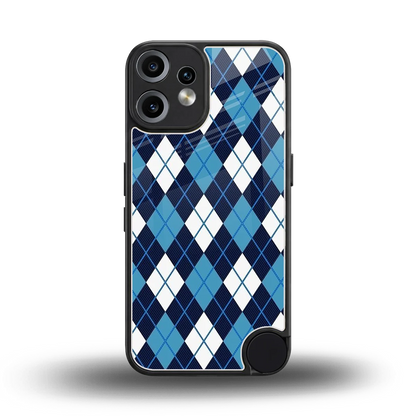 Argyle Blue back phone cover | glass case for cmf nothing phone 2 pro