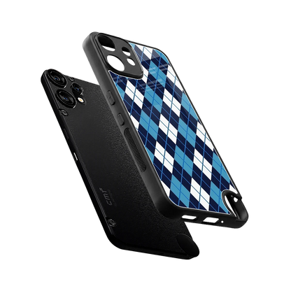 Argyle Blue sleek cmf nothing phone 2 pro cover with tempered glass back and TPU edges
