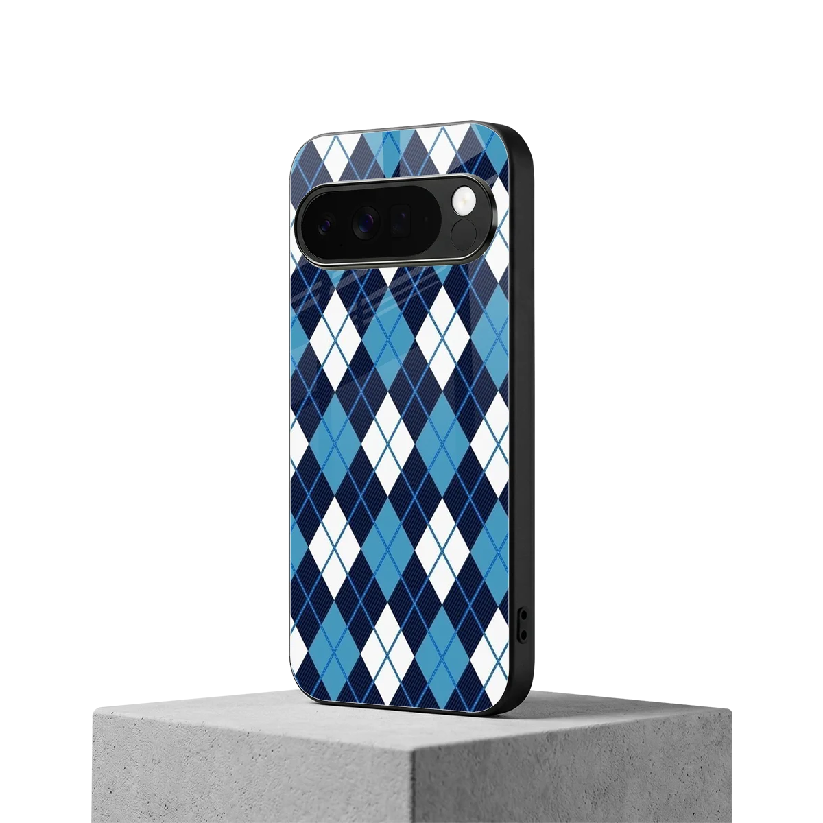 Argyle Blue google pixel 10 pro xl mobile cover | shockproof glass phone case