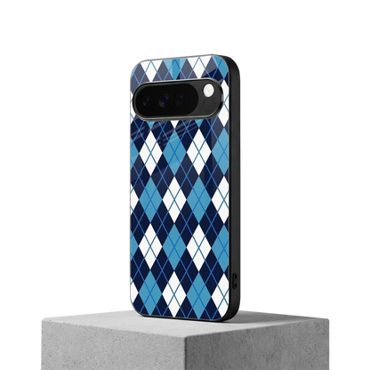Argyle Blue google pixel 10 pro xl mobile cover | shockproof glass phone case