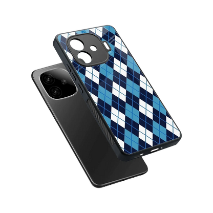 Argyle Blue sleek iqoo neo 10r 5g cover with tempered glass back and TPU edges