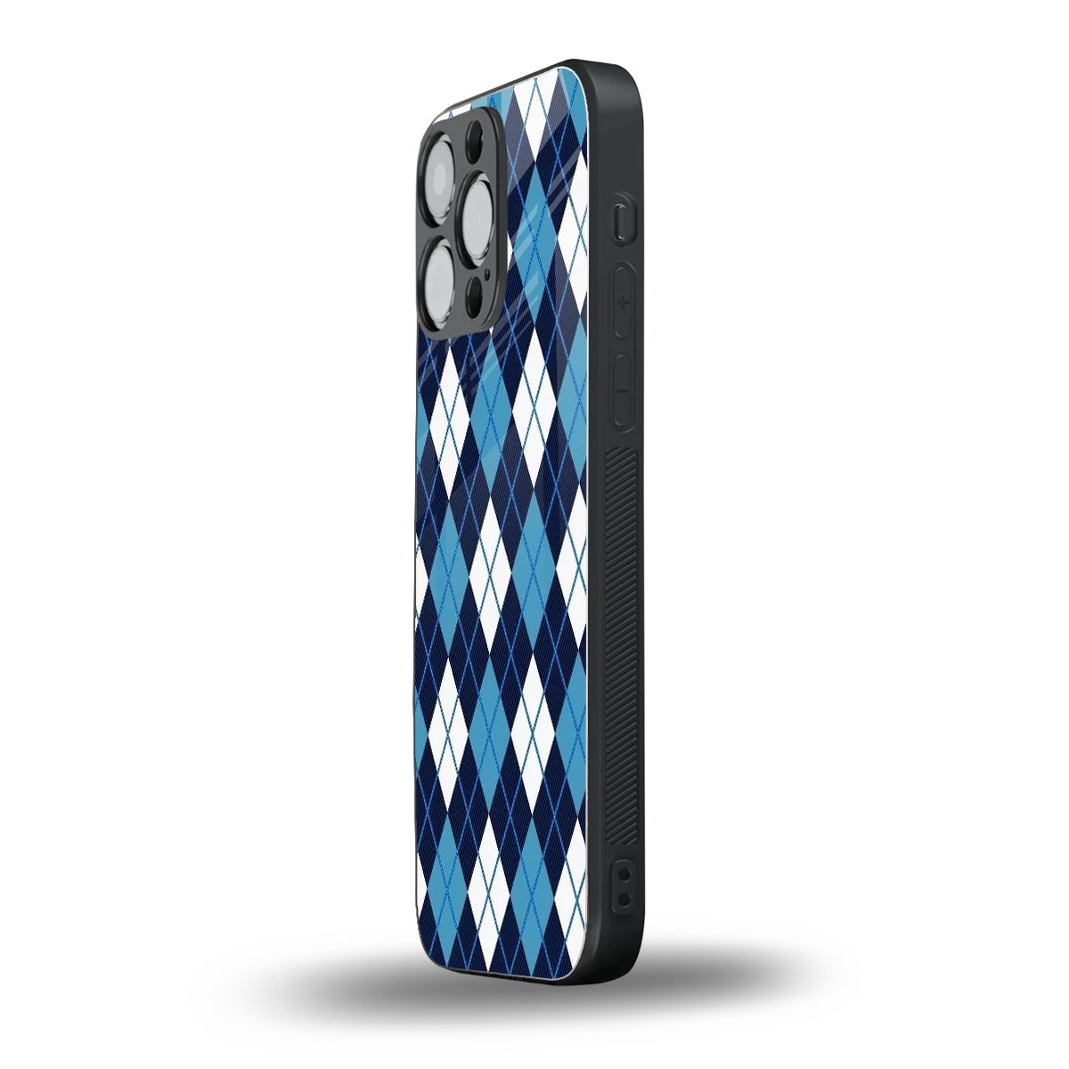 Argyle Blue iphone 15 pro max mobile cover | shockproof glass phone case