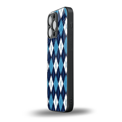 Argyle Blue iphone 15 pro max mobile cover | shockproof glass phone case