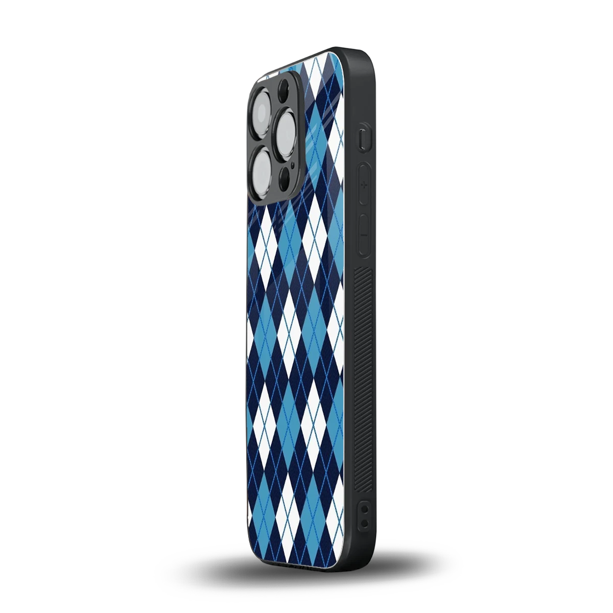 Argyle Blue iphone 15 pro mobile cover | shockproof glass phone case