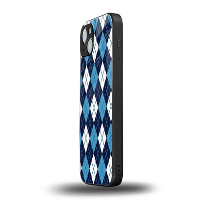 Argyle Blue iphone 15 mobile cover | shockproof glass phone case