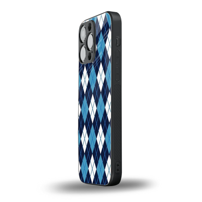 Argyle Blue iphone 16 pro max mobile cover | shockproof glass phone case