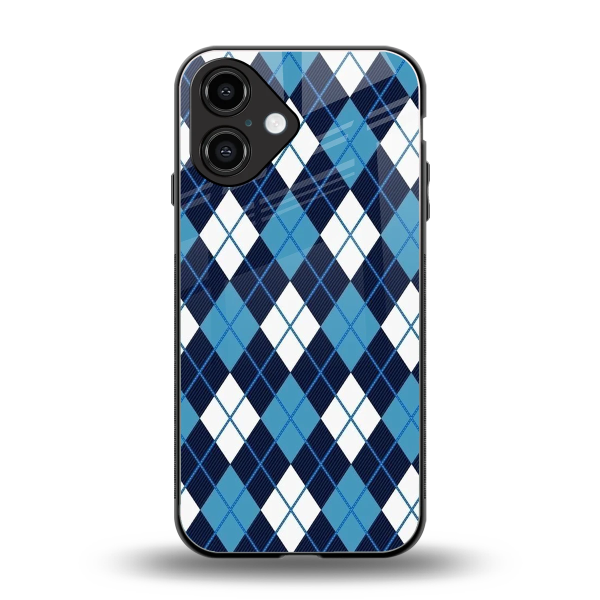 Argyle Blue back phone cover | glass case for iphone 16
