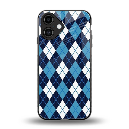 Argyle Blue back phone cover | glass case for iphone 16