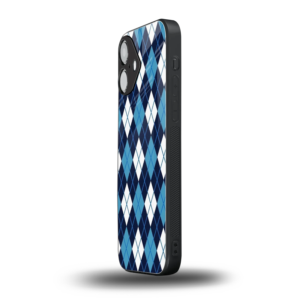 Argyle Blue iPhone 16 mobile cover | shockproof glass phone case