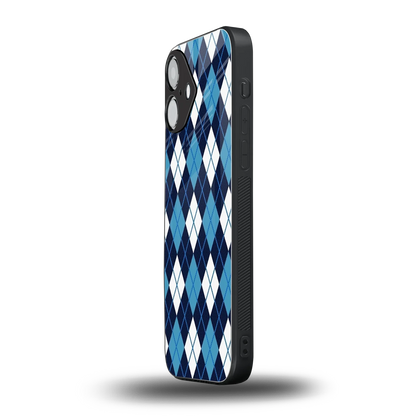 Argyle Blue iPhone 16 mobile cover | shockproof glass phone case