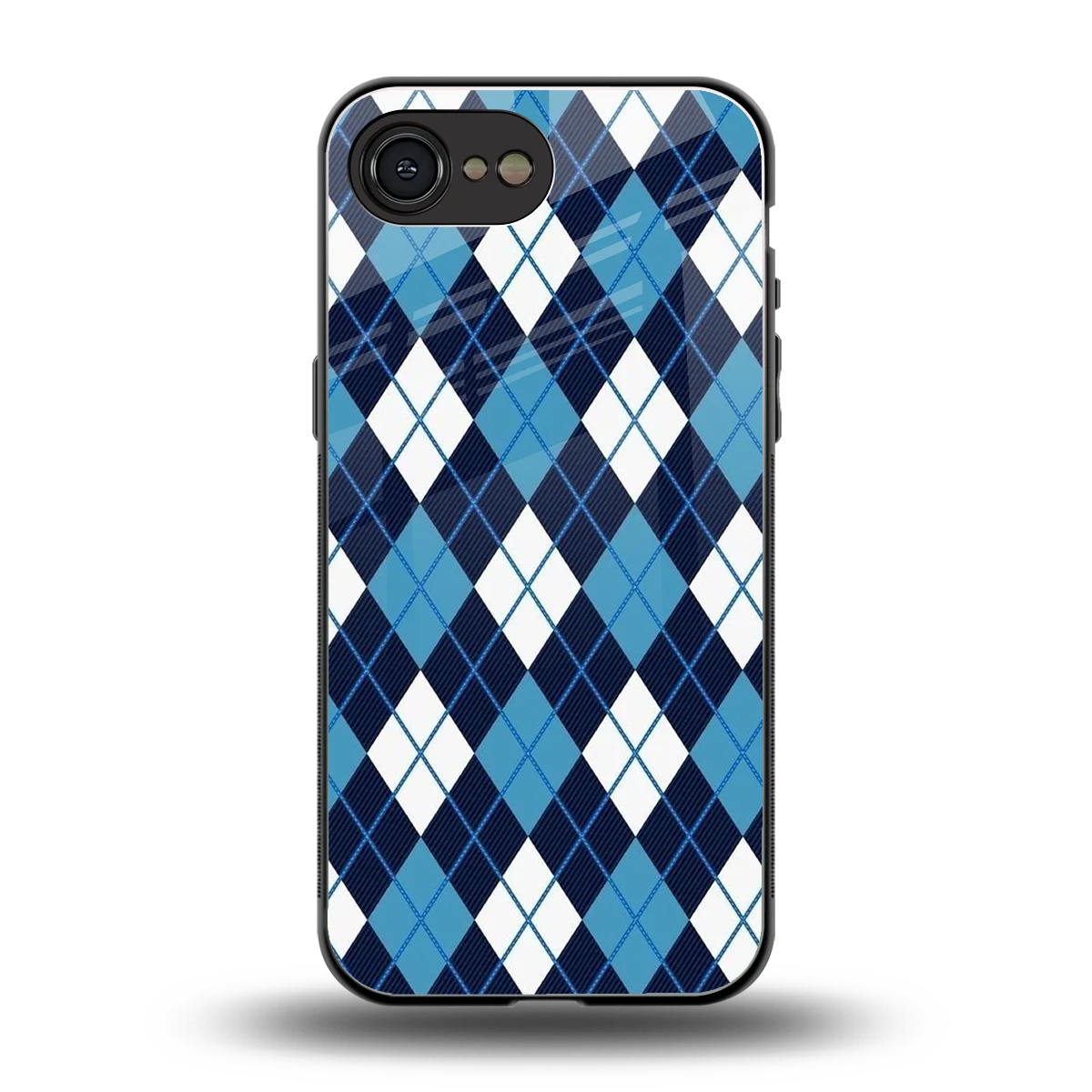 Argyle Blue back phone cover | glass case for iphone 16e