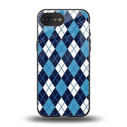 Argyle Blue back phone cover | glass case for iphone 16e