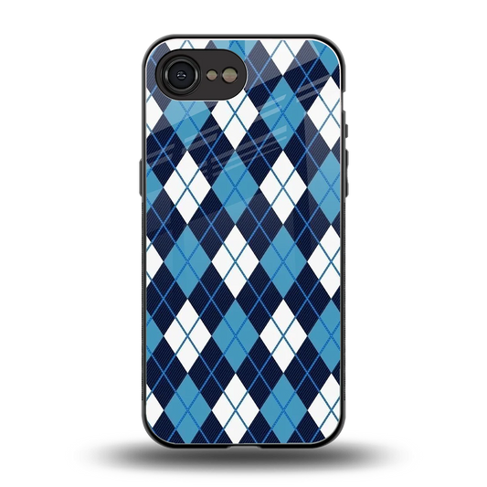 Argyle Blue back phone cover | glass case for iphone 16e
