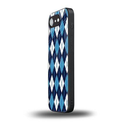 Argyle Blue iphone 16e mobile cover | shockproof glass phone case